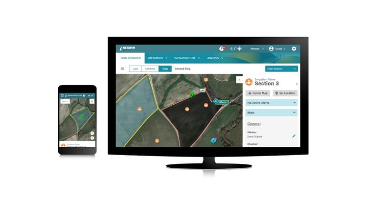 NetBeat's software UI. Farm map overview