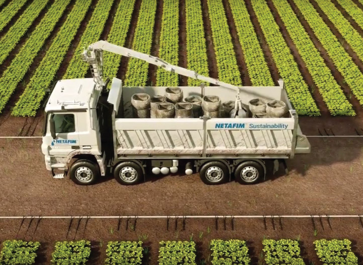 animation of truck in a open field